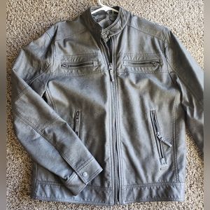 Men's Calvin Klein gray leather jacket size medium